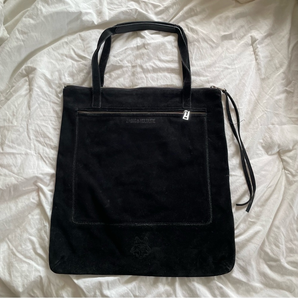 Zadig & Voltaire black suede large shoulder bag